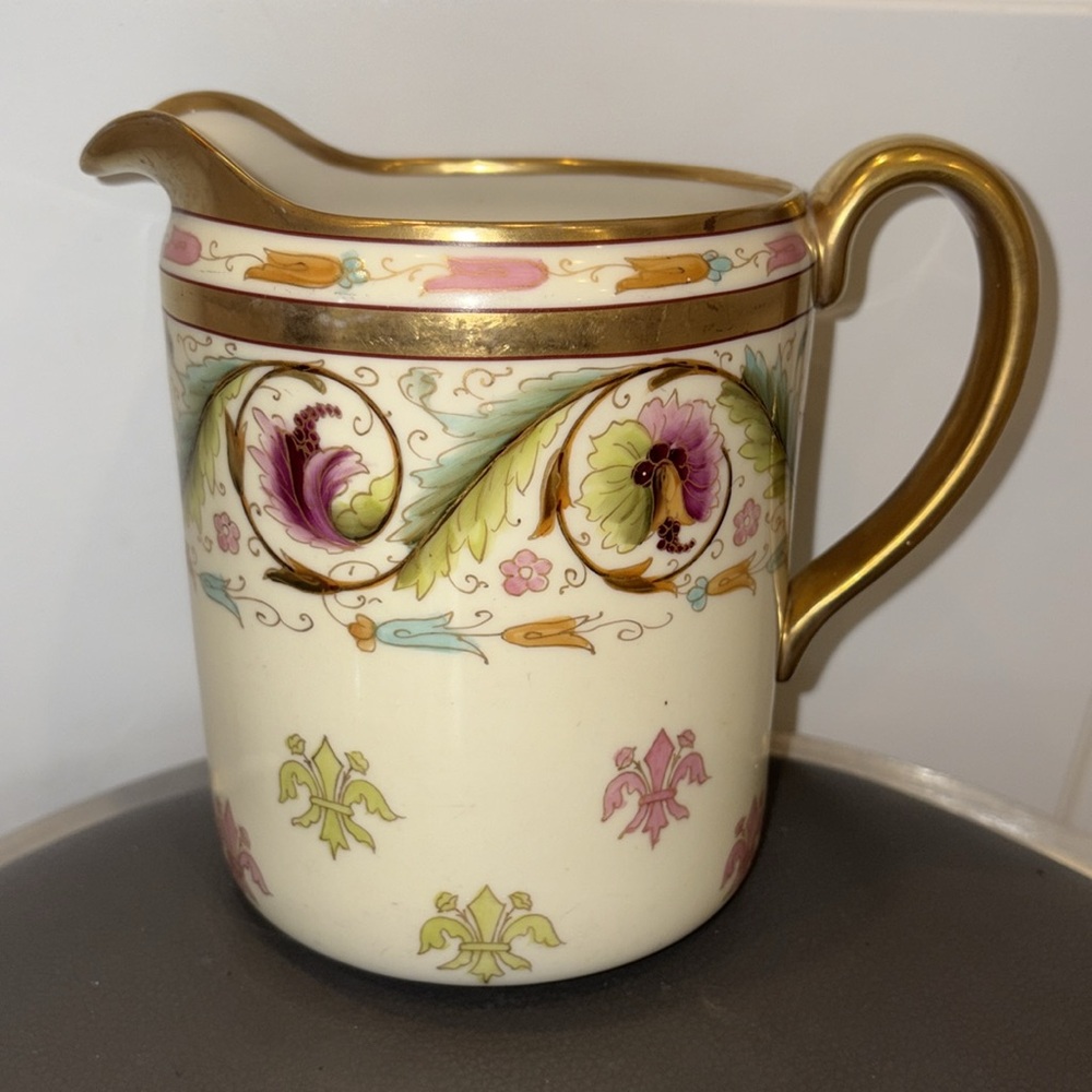 Lovely Antique Belleek Willets Pitcher Hand Painted and Signed by Pickard Artist
